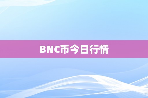 BNC币今日行情