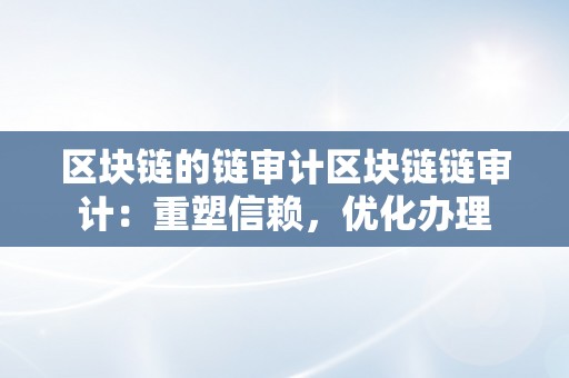 区块链的链审计区块链链审计：重塑信赖，优化办理