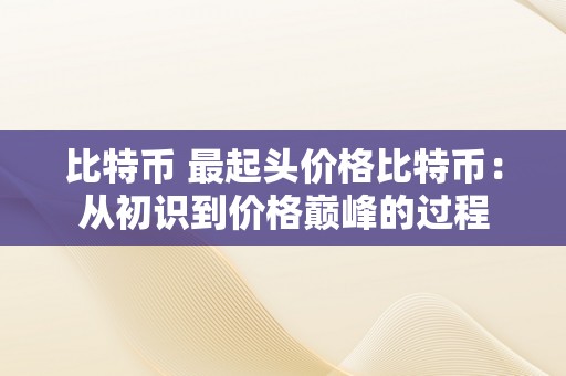 比特币 最起头价格比特币：从初识到价格巅峰的过程