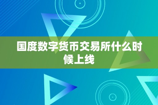 国度数字货币交易所什么时候上线