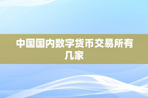 中国国内数字货币交易所有几家