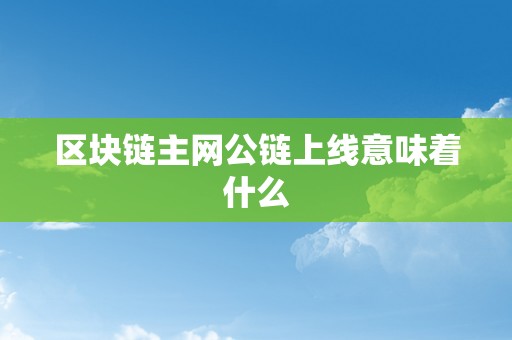 区块链主网公链上线意味着什么