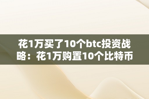 花1万买了10个btc投资战略：花1万购置10个比特币的深度阐发