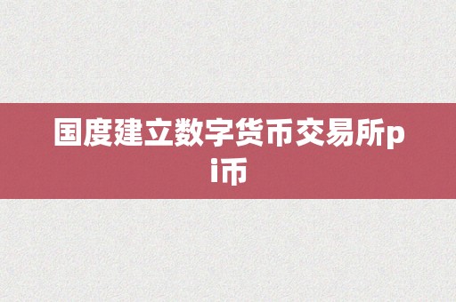 国度建立数字货币交易所pi币