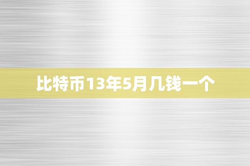 比特币13年5月几钱一个