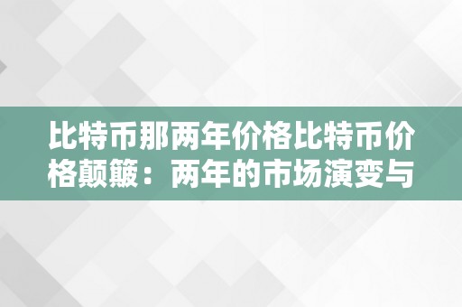 比特币那两年价格比特币价格颠簸：两年的市场演变与深度阐发