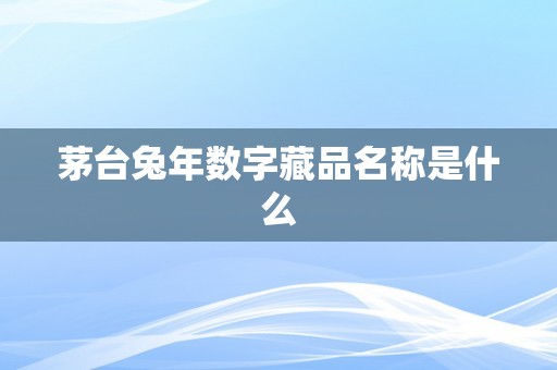 茅台兔年数字藏品名称是什么