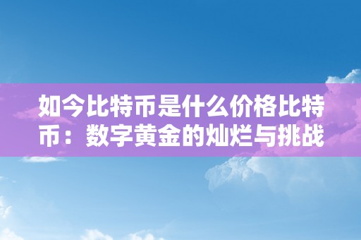 如今比特币是什么价格比特币：数字黄金的灿烂与挑战