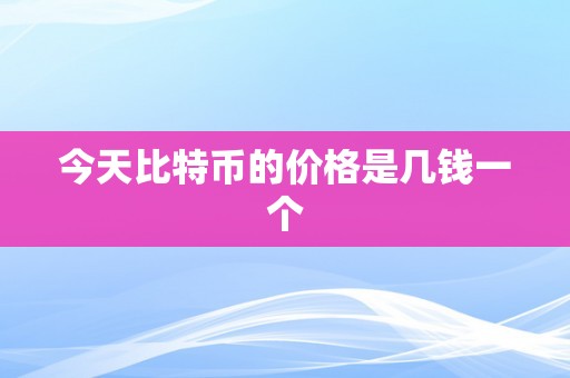 今天比特币的价格是几钱一个