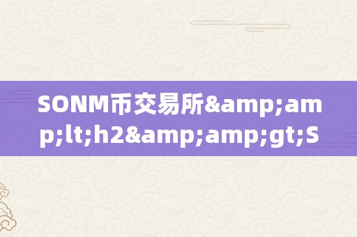 SONM币交易所&amp;lt;h2&amp;gt;SONM币交易所的深度解析&amp;lt;/h2&amp;gt;