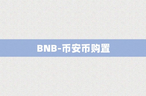 BNB-币安币购置