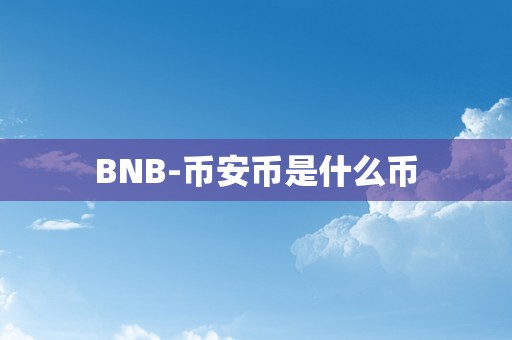 BNB-币安币是什么币