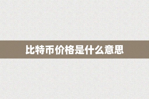 比特币价格是什么意思