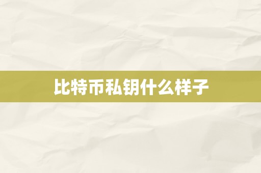 比特币私钥什么样子