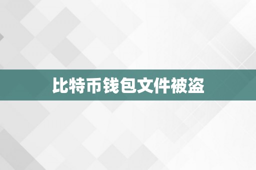 比特币钱包文件被盗