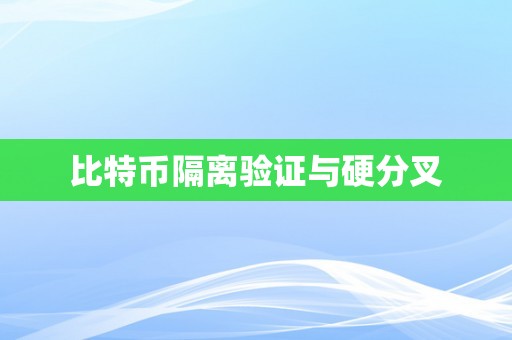 比特币隔离验证与硬分叉