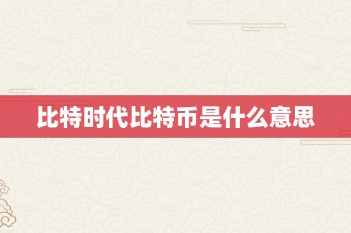 比特时代比特币是什么意思