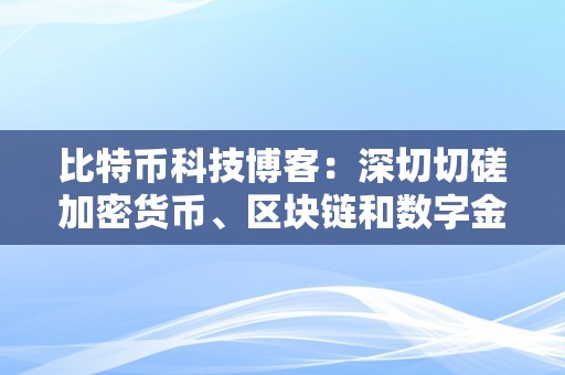 比特币科技博客：深切切磋加密货币、区块链和数字金融革命