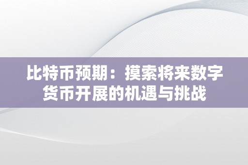 比特币预期：摸索将来数字货币开展的机遇与挑战