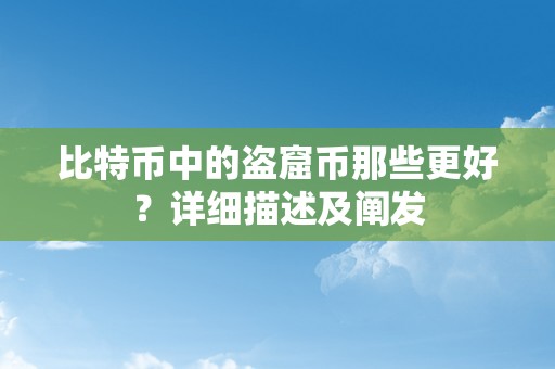 比特币中的盗窟币那些更好？详细描述及阐发