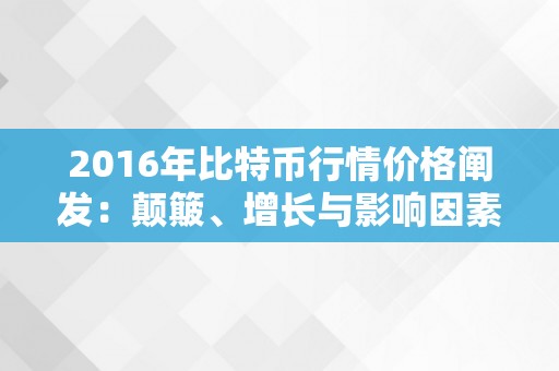 2016年比特币行情价格阐发：颠簸、增长与影响因素