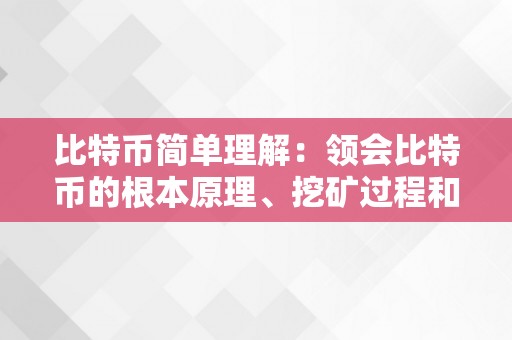 比特币简单理解：领会比特币的根本原理、挖矿过程和平安性