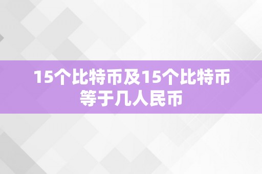 15个比特币及15个比特币等于几人民币