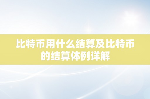 比特币用什么结算及比特币的结算体例详解