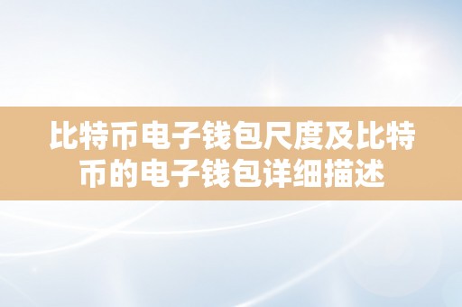 比特币电子钱包尺度及比特币的电子钱包详细描述