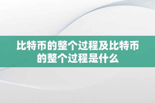 比特币的整个过程及比特币的整个过程是什么