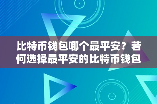 比特币钱包哪个最平安？若何选择最平安的比特币钱包