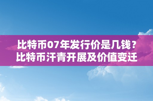 比特币07年发行价是几钱？比特币汗青开展及价值变迁的全面阐发