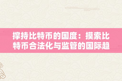 撑持比特币的国度：摸索比特币合法化与监管的国际趋向与理论