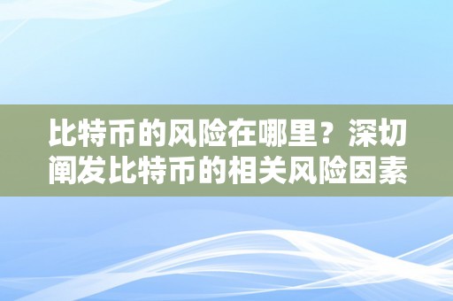 比特币的风险在哪里？深切阐发比特币的相关风险因素