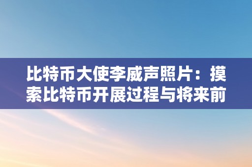 比特币大使李威声照片：摸索比特币开展过程与将来前景