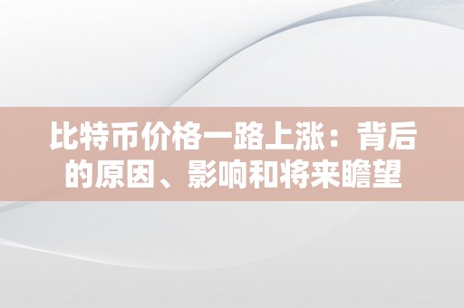 比特币价格一路上涨：背后的原因、影响和将来瞻望