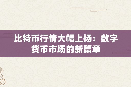 比特币行情大幅上扬：数字货币市场的新篇章