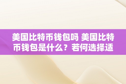 美国比特币钱包吗 美国比特币钱包是什么？若何选择适宜的比特币钱包？ 