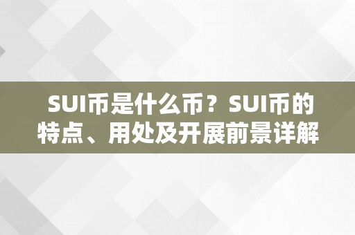  SUI币是什么币？SUI币的特点、用处及开展前景详解 