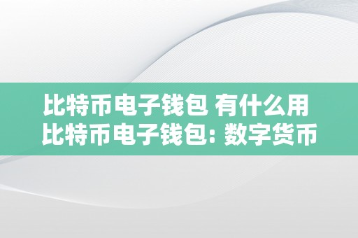 比特币电子钱包 有什么用 比特币电子钱包: 数字货币时代的平安贮存与便利付出东西 