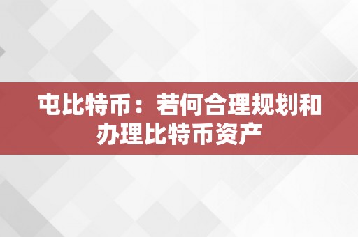 屯比特币：若何合理规划和办理比特币资产