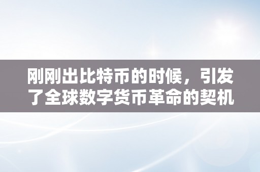 刚刚出比特币的时候，引发了全球数字货币革命的契机