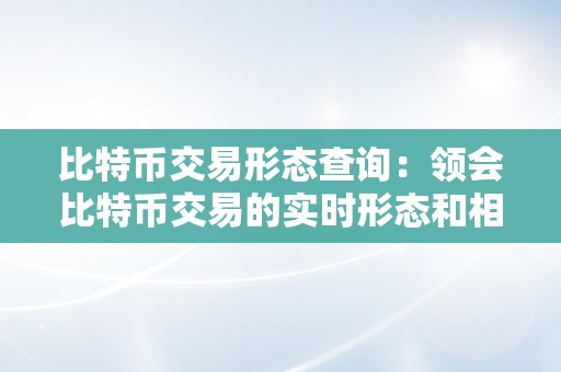 比特币交易形态查询：领会比特币交易的实时形态和相关信息