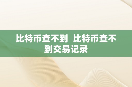 比特币查不到  比特币查不到交易记录