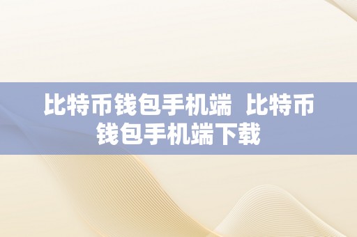 比特币钱包手机端  比特币钱包手机端下载