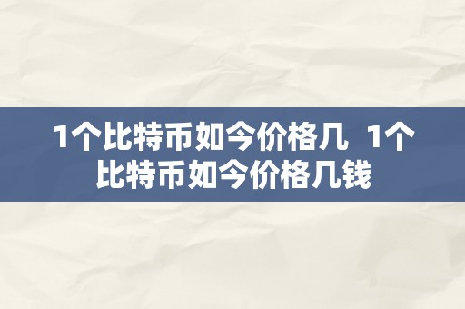 1个比特币如今价格几  1个比特币如今价格几钱