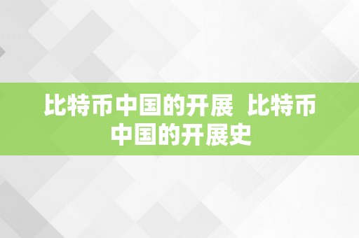 比特币中国的开展  比特币中国的开展史