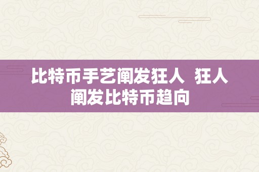 比特币手艺阐发狂人  狂人阐发比特币趋向