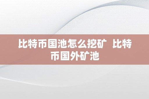 比特币国池怎么挖矿  比特币国外矿池