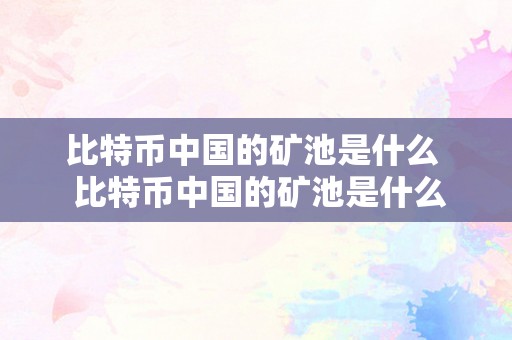 比特币中国的矿池是什么  比特币中国的矿池是什么样的